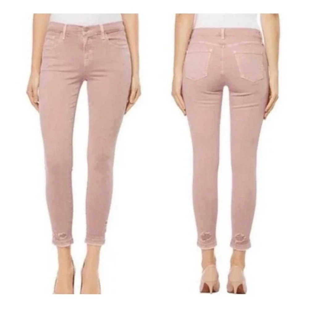 J Brand 835 Mid Rise Skinny‎ Jeans Vinca Destruct Dusty Pink Size 29
